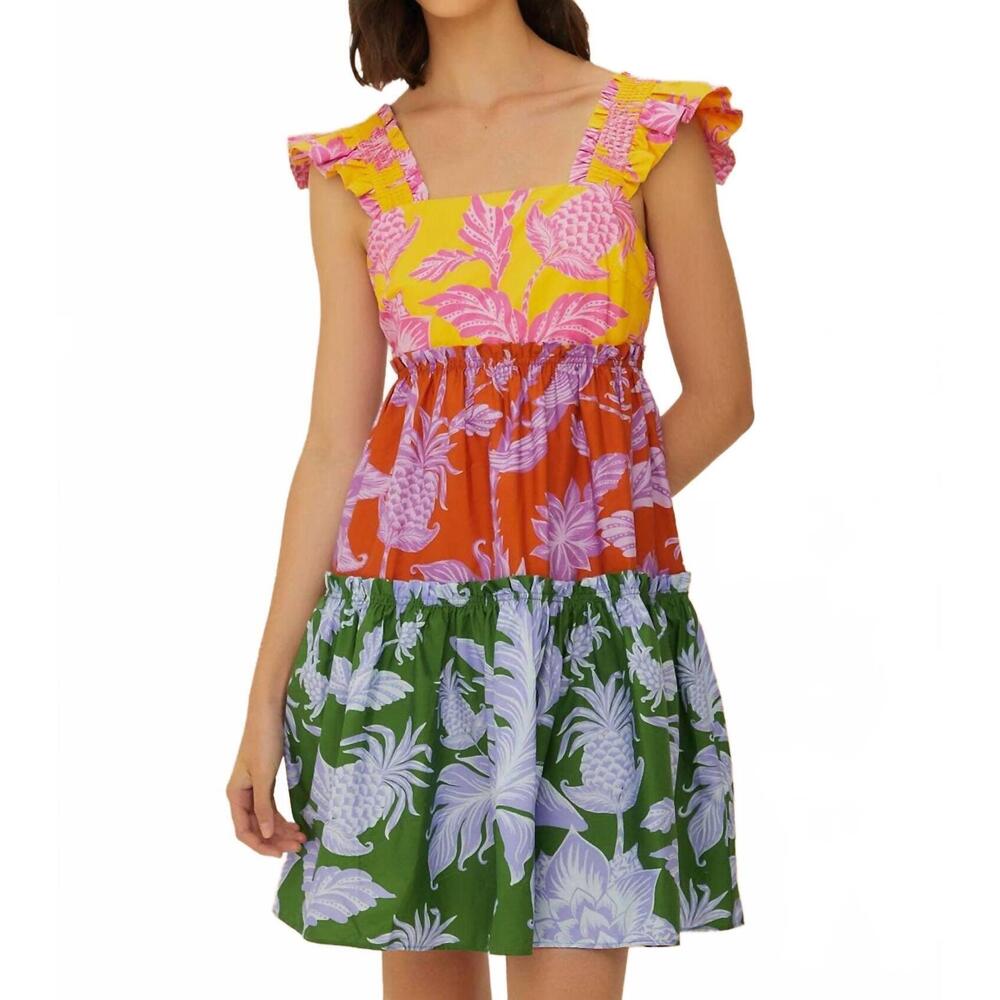 NEW FARM RIO mixed tropical swing mini dress in multicolor